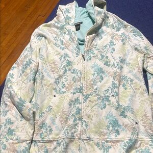 Eddie Bauer Pastel Floral Hoodie - White, Blue, Green